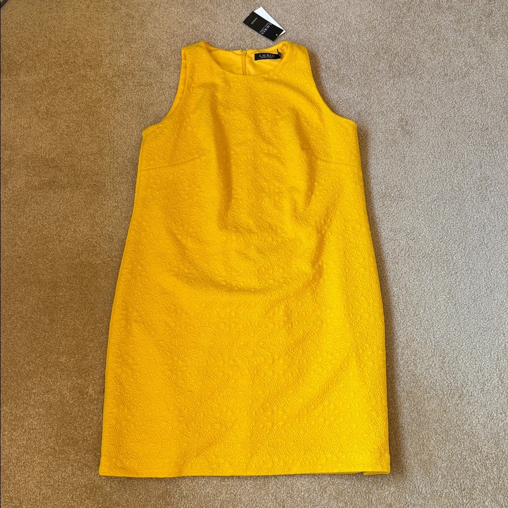 Ralph Lauren Bright Yellow Midi Dress size 12 NWT TULIP
